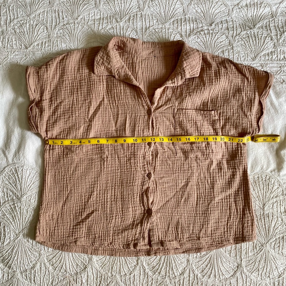Pink/taupe Gauze Button-Down